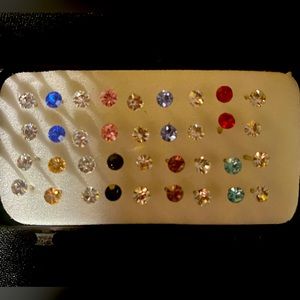 Multi color diamond stud nose or earrings